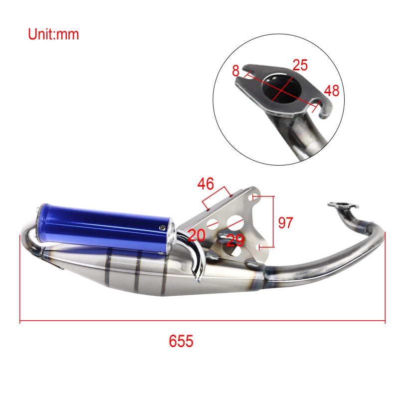 FLYPIG Performance Exhaust Muffler Pipe for Yamaha Jog 50 3KJ 3RY 4JP 4LV 50cc 2 Stroke Scooter Moped Engine 1E40QMB - Image 2